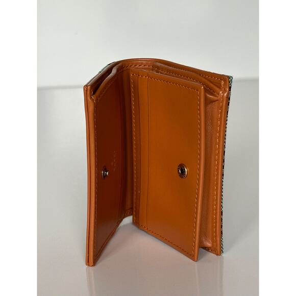 Gucci GG Leather/Canvas Compact Bifold Card Wallet Azure/Brown Italy 783118 NIB - Picture 9 of 15